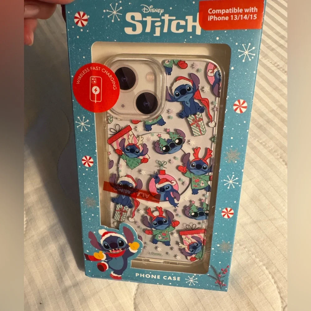 Disney STITCH Holiday Case-FESTIVE & FUN for iPHONES 13/14/15❤️💙zoom in 4details